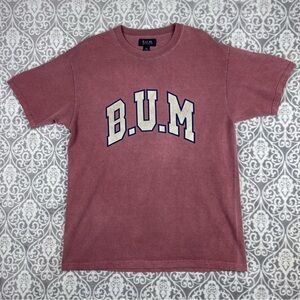 vintage b.u.m equipment boxy t shirt faded red 90's made in usa men's medium